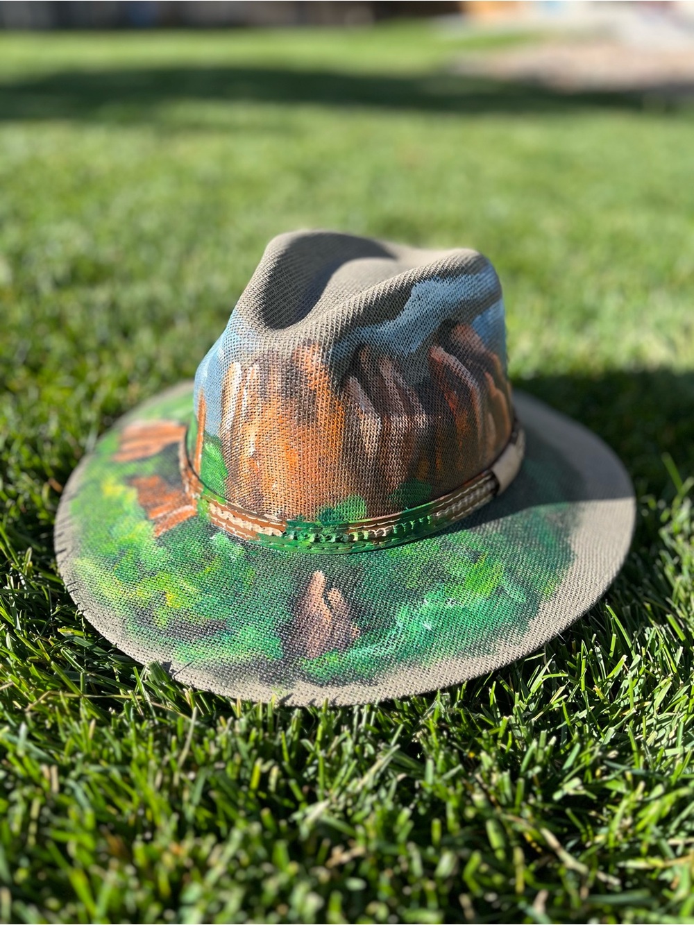 Unisex Hand-Painted Canvas Fedora Hat Garden of the Gods Colorado